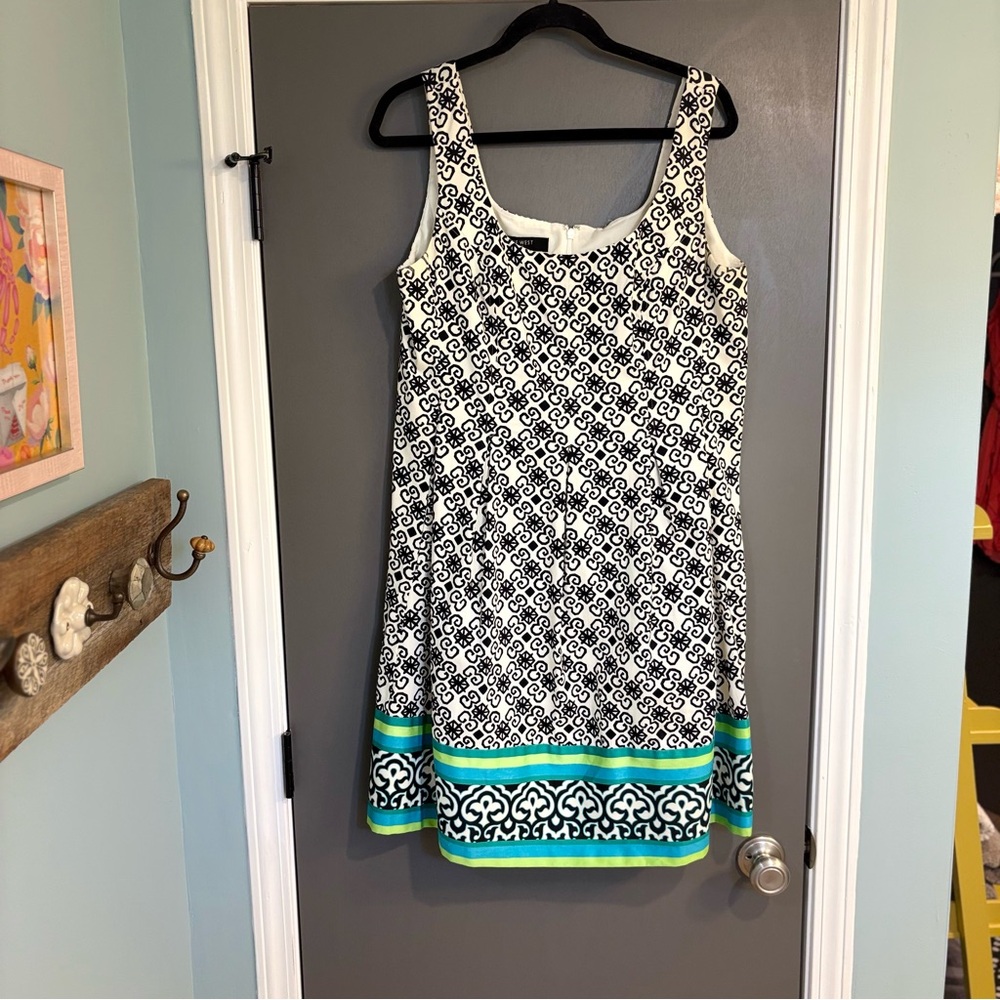 Nine West Black and White Geometric Dress